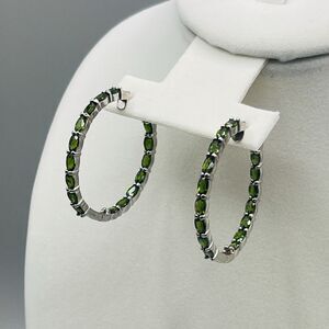 JTV 8.03ctw Chrome Diopside Rhodium Over Sterling Silver Inside Out Earrings
